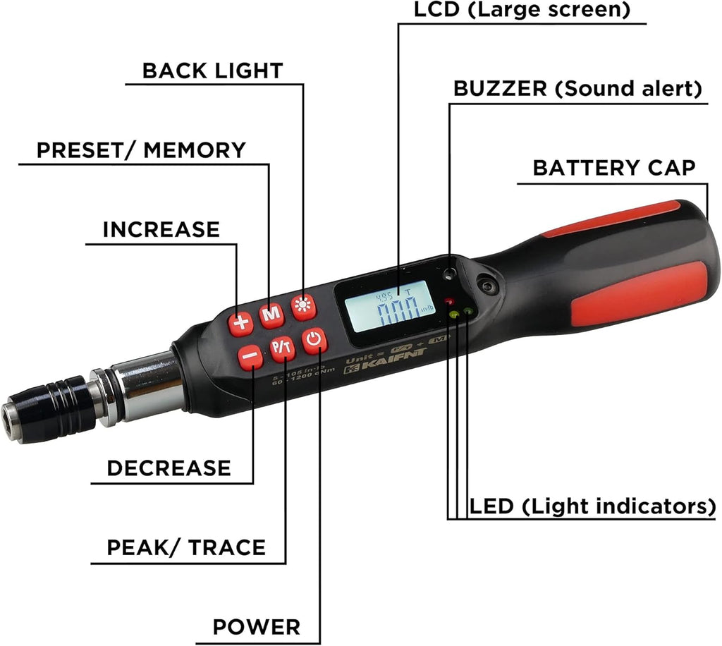 KAIFNT K551 Digital Torque Screwdriver/Wrench Set, 5-85 in·lbs, Dual Direction Q473934