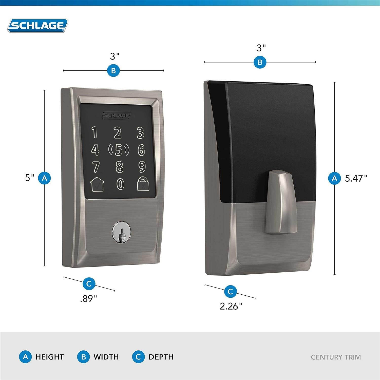Schlage Encode Plus Century Touchscreen Electronic Deadbolt with WiFi E637576
