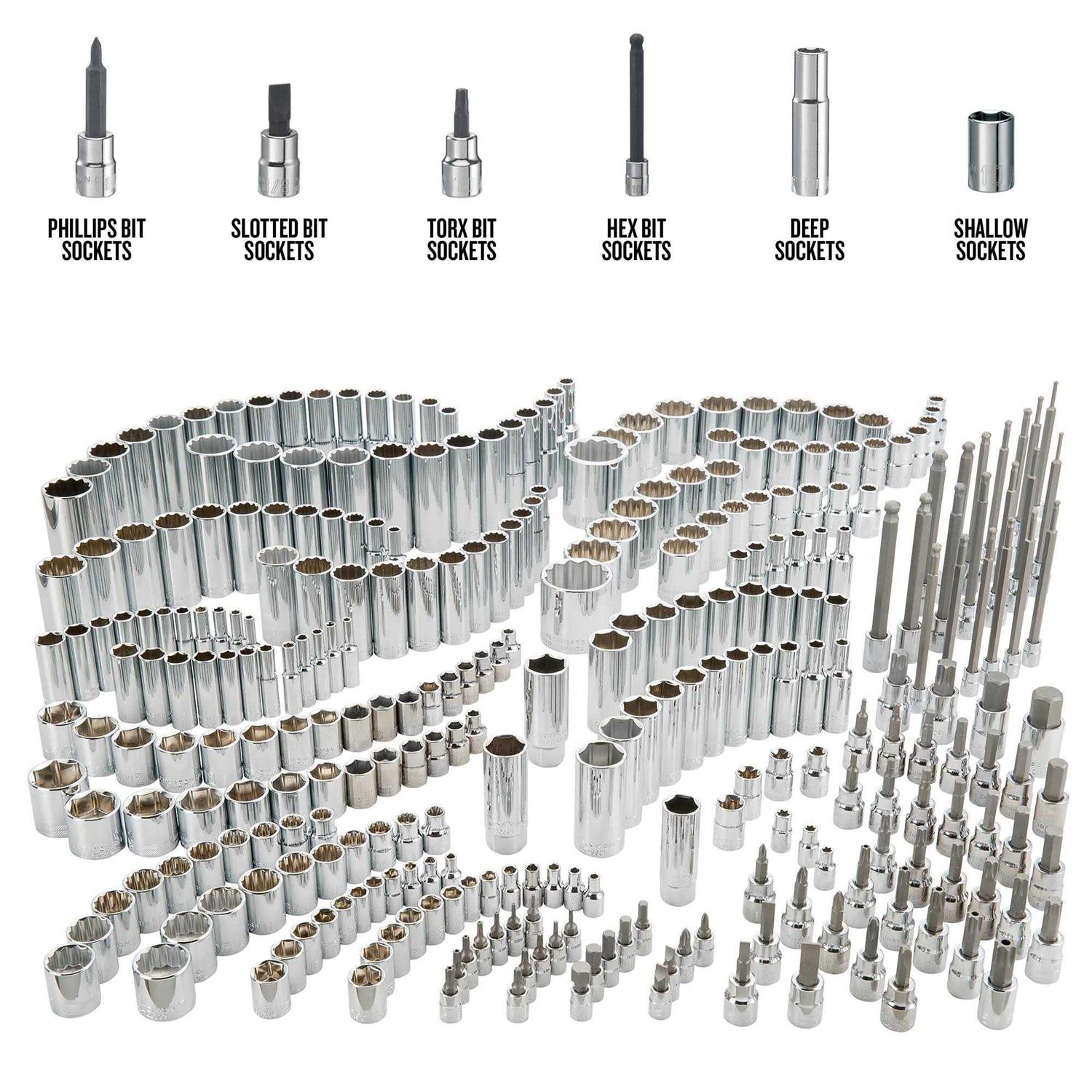 Craftsman 1/4, 3/8 & 1/2 in. Drive SAE 6 & 12 Point Socket Set 299 pc I740