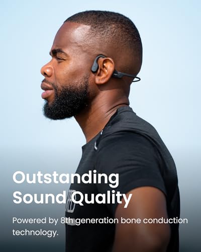 SHOKZ OpenRun Open-Ear Bone Conduction Sport Headphones, Sweat Resistant, Black B872