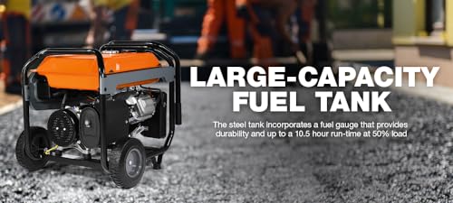 Generac 8000-Watt Gas-Powered Portable Generator with Electric Start, Orange/Black H399