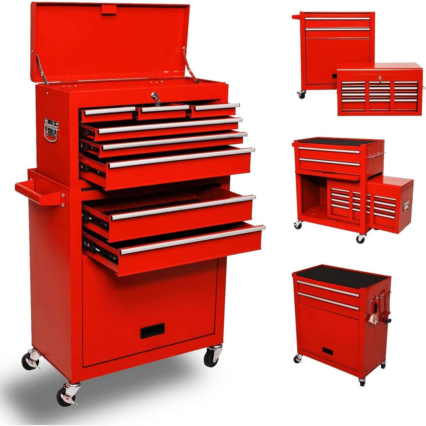8-Drawer High Capacity Rolling Tool Chest, Removable Cabinet Storage Tool Box with Wheels and Drawers - Shop Hardware Tools Online Store