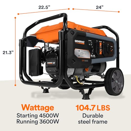 Generac 8000-Watt Gas-Powered Portable Generator with Electric Start, Orange/Black H399