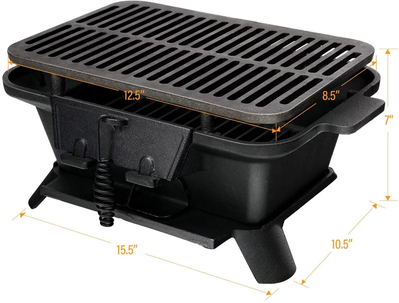 Charcoal Hibachi Grill, Portable Cast Iron Double-Sided BBQ Grill P89721