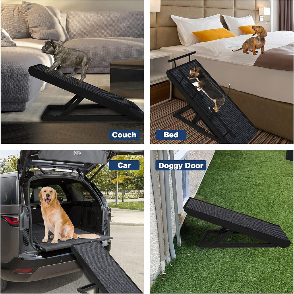 Rampaw Adjustable Pet Ramp for Small Dogs and Cats, Non-Slip, 12 to 24 in, Black, Pack of 2 F1932
