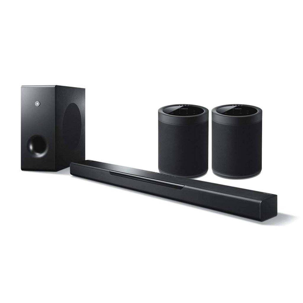 Yamaha MusicCast Bar 400 Sound Bar with Wireless Subwoofer and WX-021BL MusicCast 20 Wireless Speakers - Pair (Black) 76818499