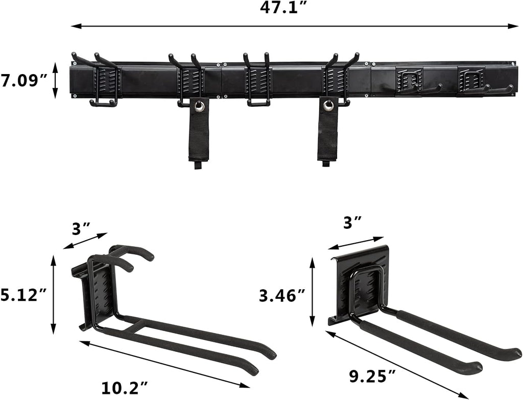 Heavy Duty Steel Garage Tool Storage Rack with Wall Hooks, Pack of 2 Q416634