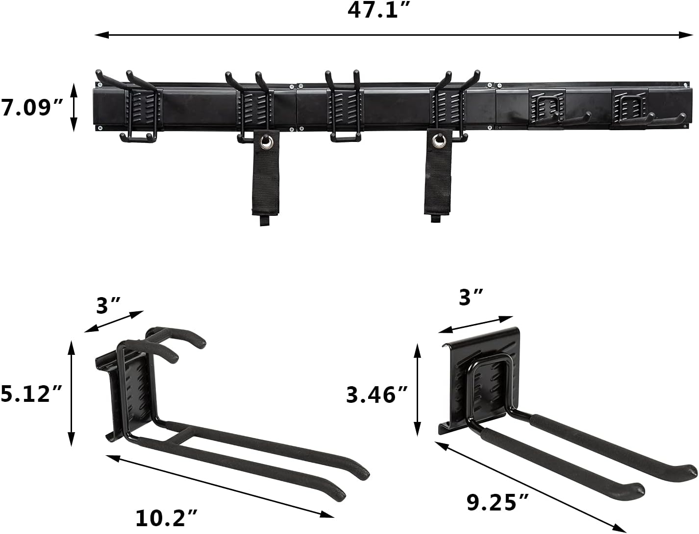 Heavy Duty Steel Garage Tool Storage Rack with Wall Hooks, Pack of 2 Q416634