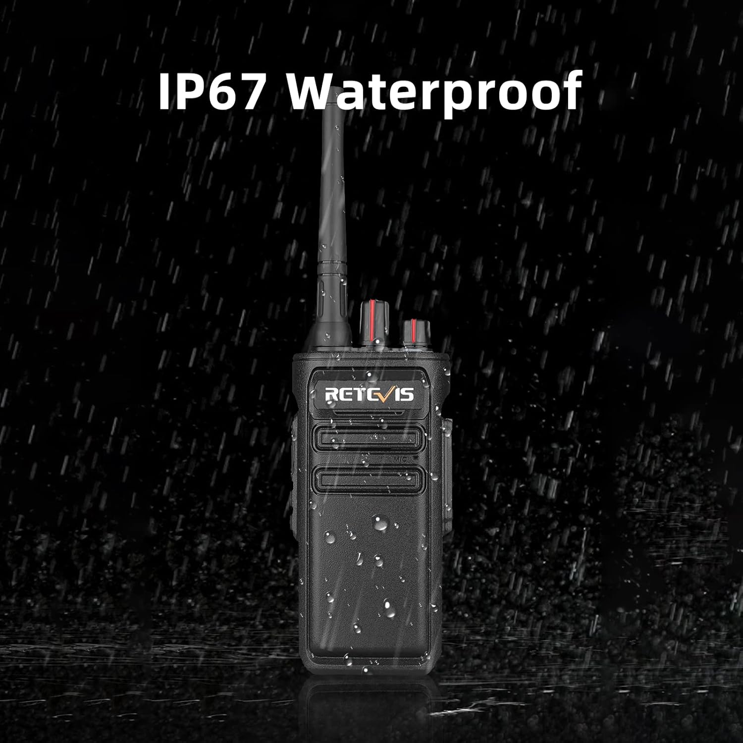 Retevis RB23 Two Way Radios 5 Watt IP67 Waterproof with Shoulder Mic (4 Pack) C893565
