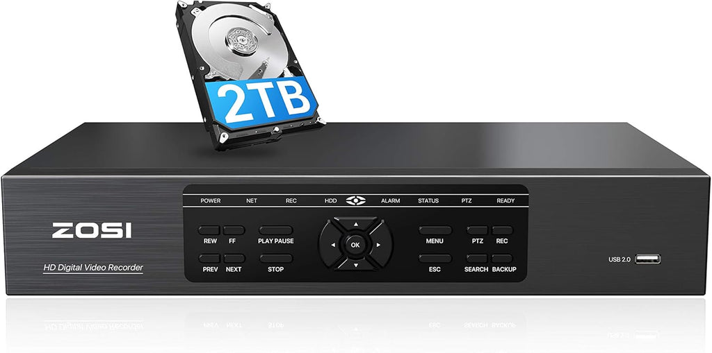 ZOSI 5MP H.265+ 16CH Surveillance DVR Recorder with 2TB Hard Drive M35768