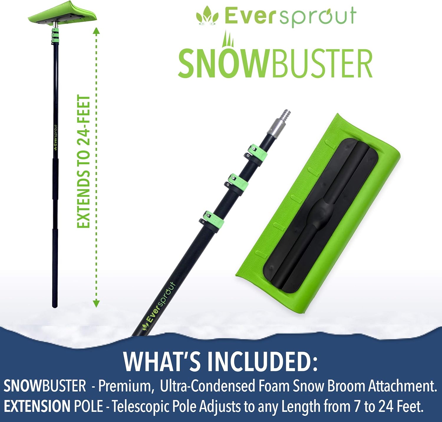 EVERSPROUT SnowBuster Extendable Roof Rake for Snow Removal, Heavy-Duty Aluminum B468104