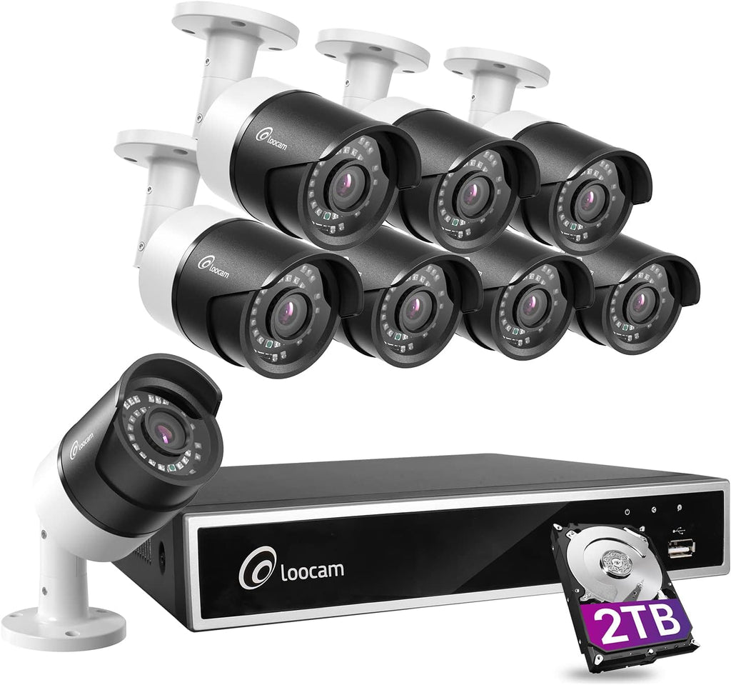 Loocam 8 Channel Security Camera System with 4 Bullet Cameras, 2TB HDD, 150ft Night Vision R90323