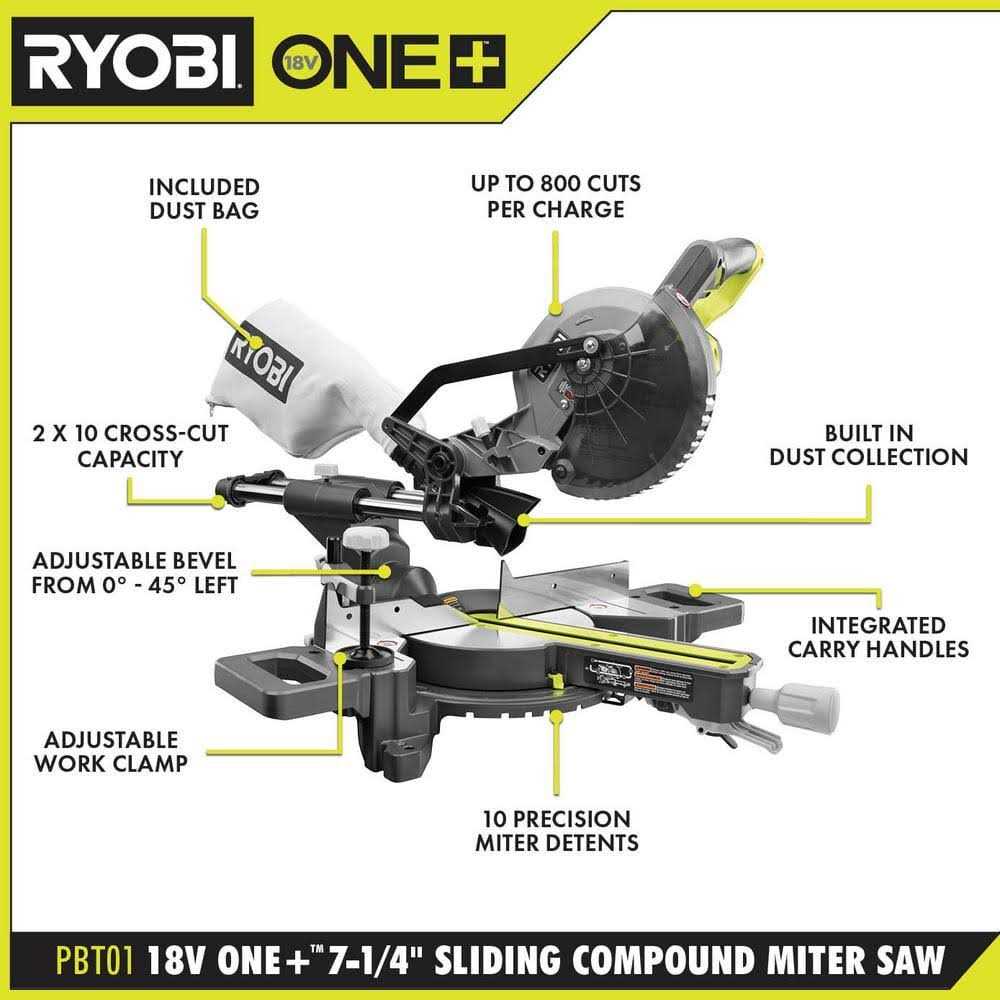 RYOBI ONE+ 18V Cordless 7-1/4 in. Sliding Compound Miter Saw X3189