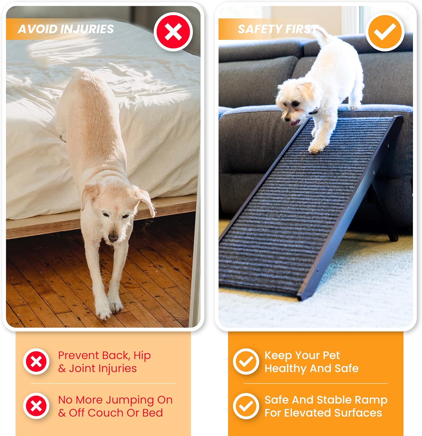 Adjustable Folding Dog Ramp for Bed, Couch, and Pets X892084