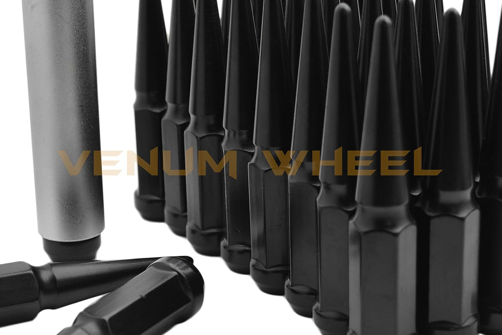 Venum 20 Pc 1/2"-20 Black Solid Spike Metal Lug Nuts with Key U9869
