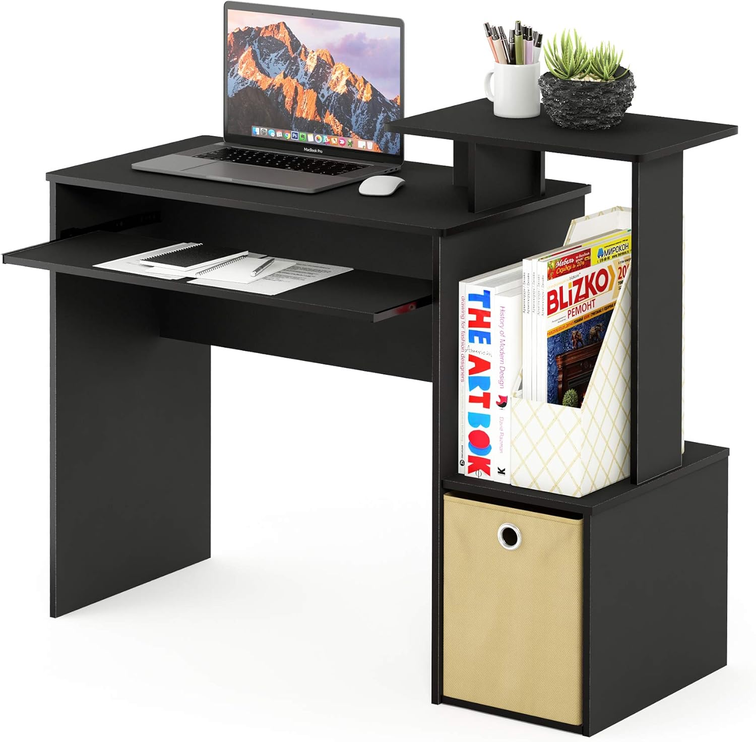 Furinno Econ Multipurpose Home Office Computer Writing Desk, Black/Brown, Pack of 2 R83126
