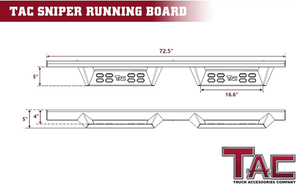 TAC Sniper Running Boards Compatible with 2021-2024 Ford Bronco 4 Door, 4" Drop Black Side Steps V6794