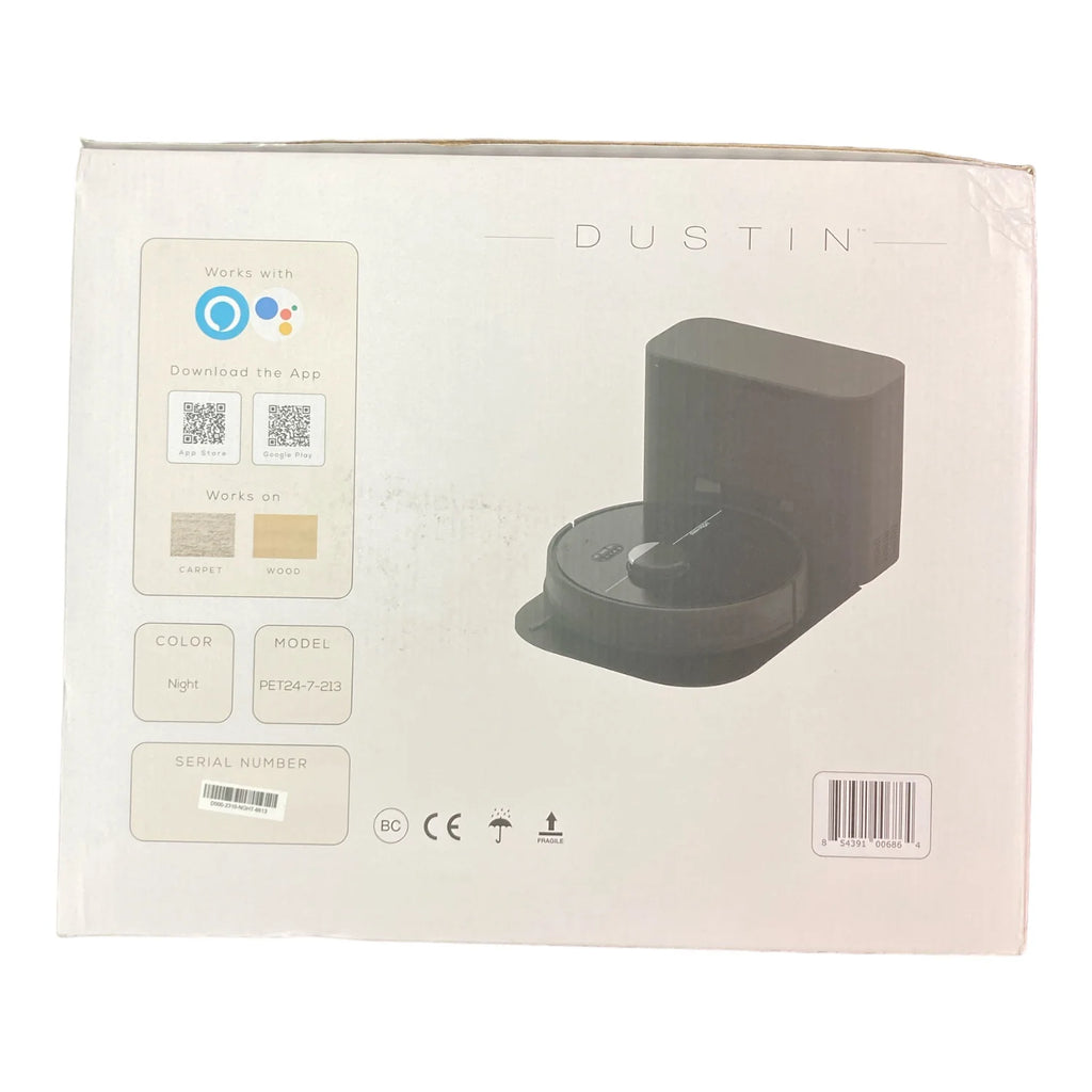 bObsweep Dustin Wi-Fi Connected Self-Emptying Robot Vacuum and Mop, Black