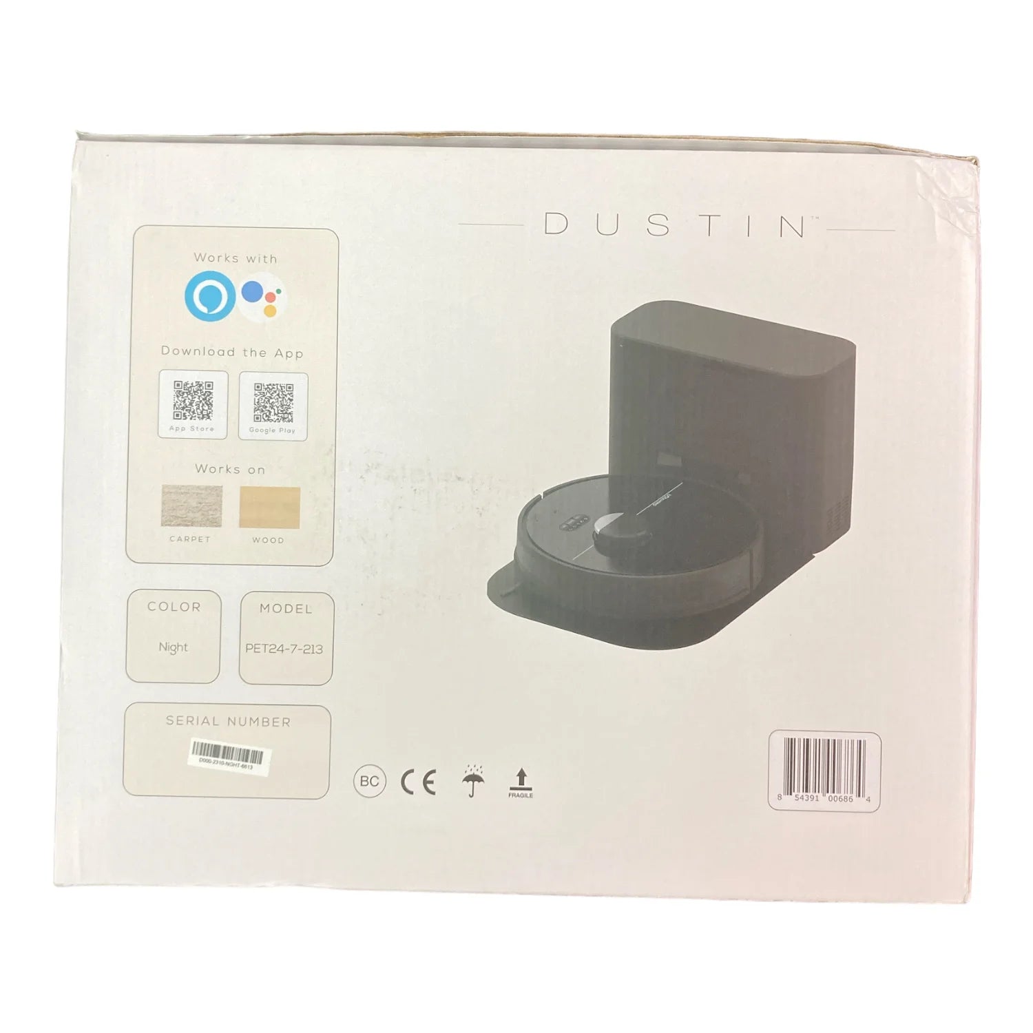 bObsweep Dustin Wi-Fi Connected Self-Emptying Robot Vacuum and Mop, Black