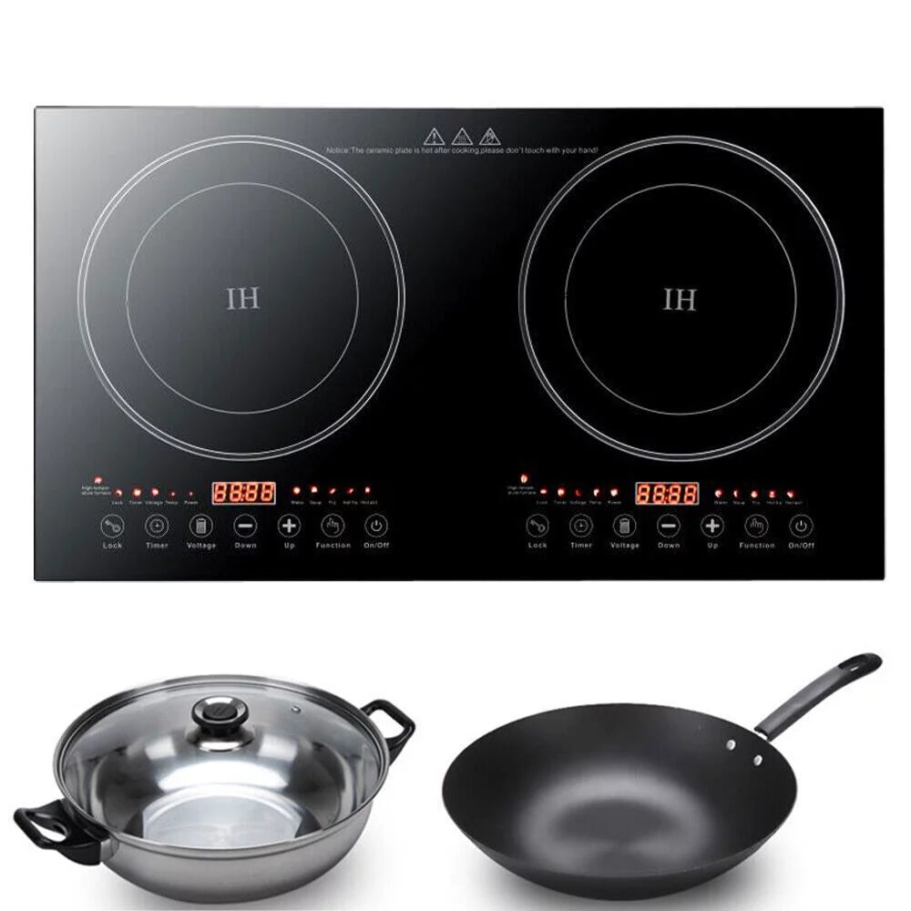 Portable Electric Induction Cooktop, 2-Burner Tempered Glass, 2400W R29024