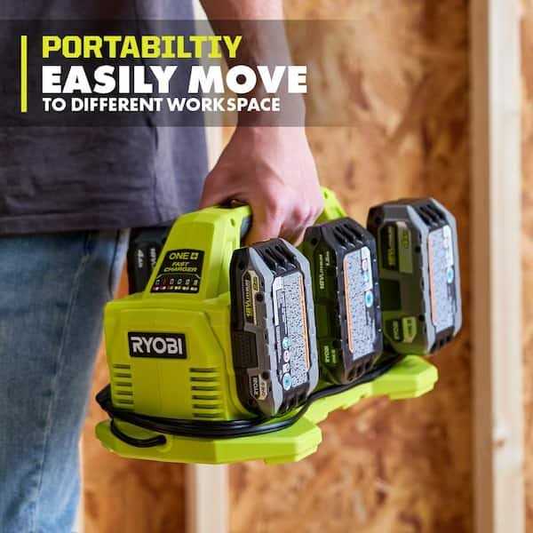 RYOBI ONE+ 18V 2.0 Ah Compact Battery with 6-Port Charger P298