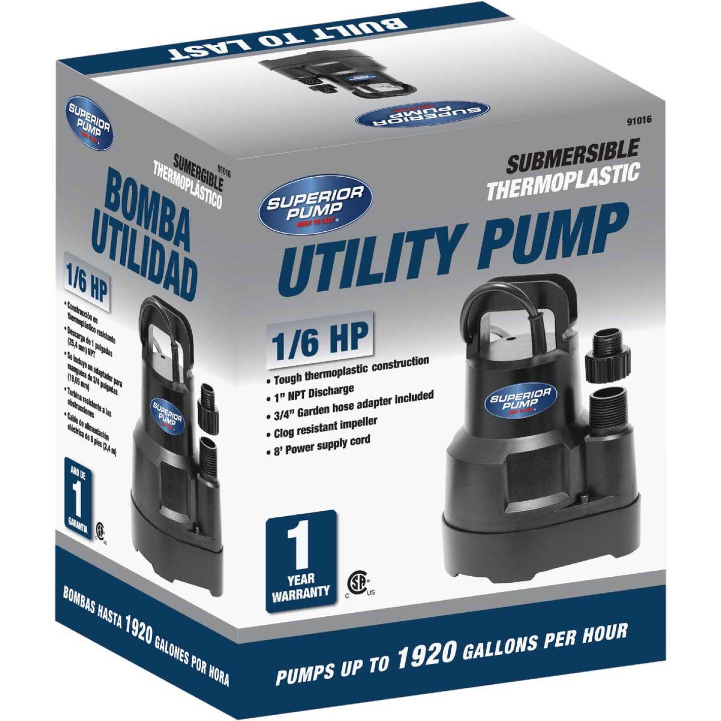 Superior Pump Utility Pump 1/6 HP Oil Free 91016 C804