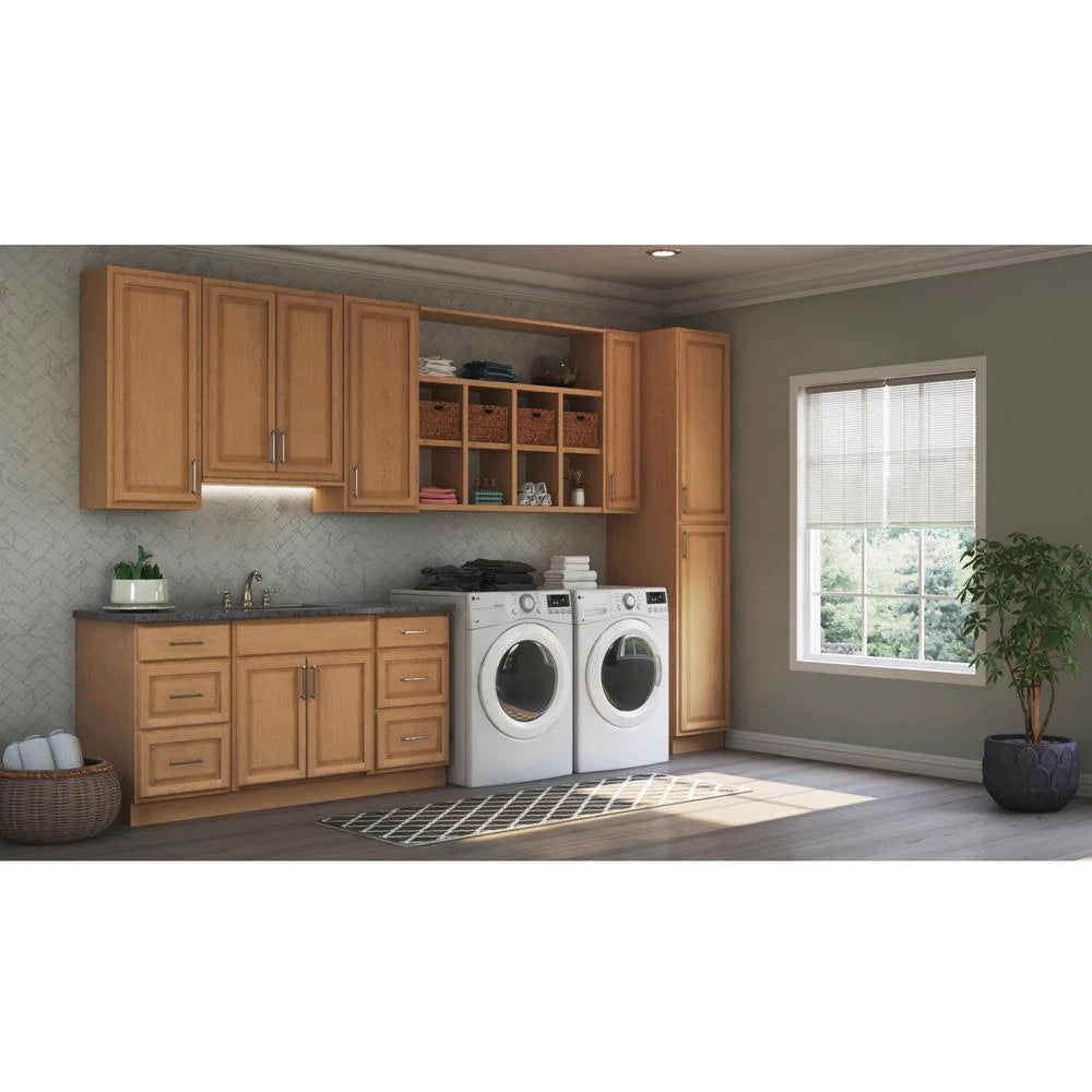 Hampton Bay Assembled 24x34.5x24 in. Drawer Base Kitchen Cabinet in Medium Oak U473