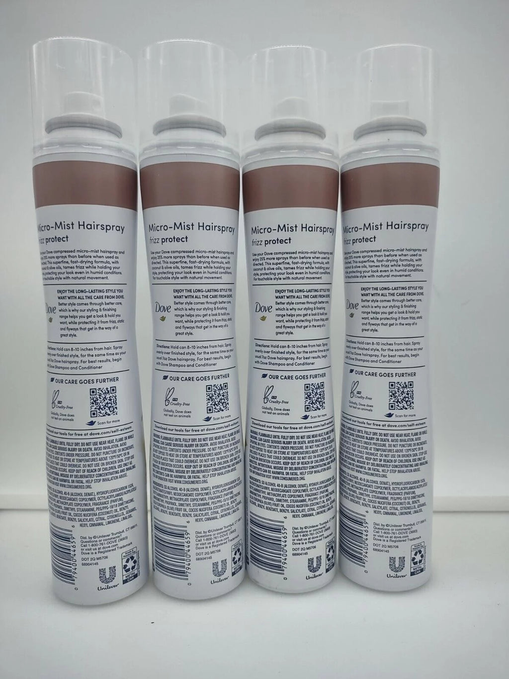 Dove Compressed Micro Mist Hairspray, Level 3 Hold, 4-Pack K2967