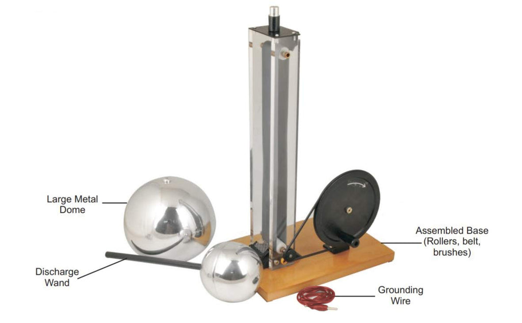 Eisco Labs Hand Crank Van De Graaff Generator, 9.8" Sphere, 24" Tall B6661