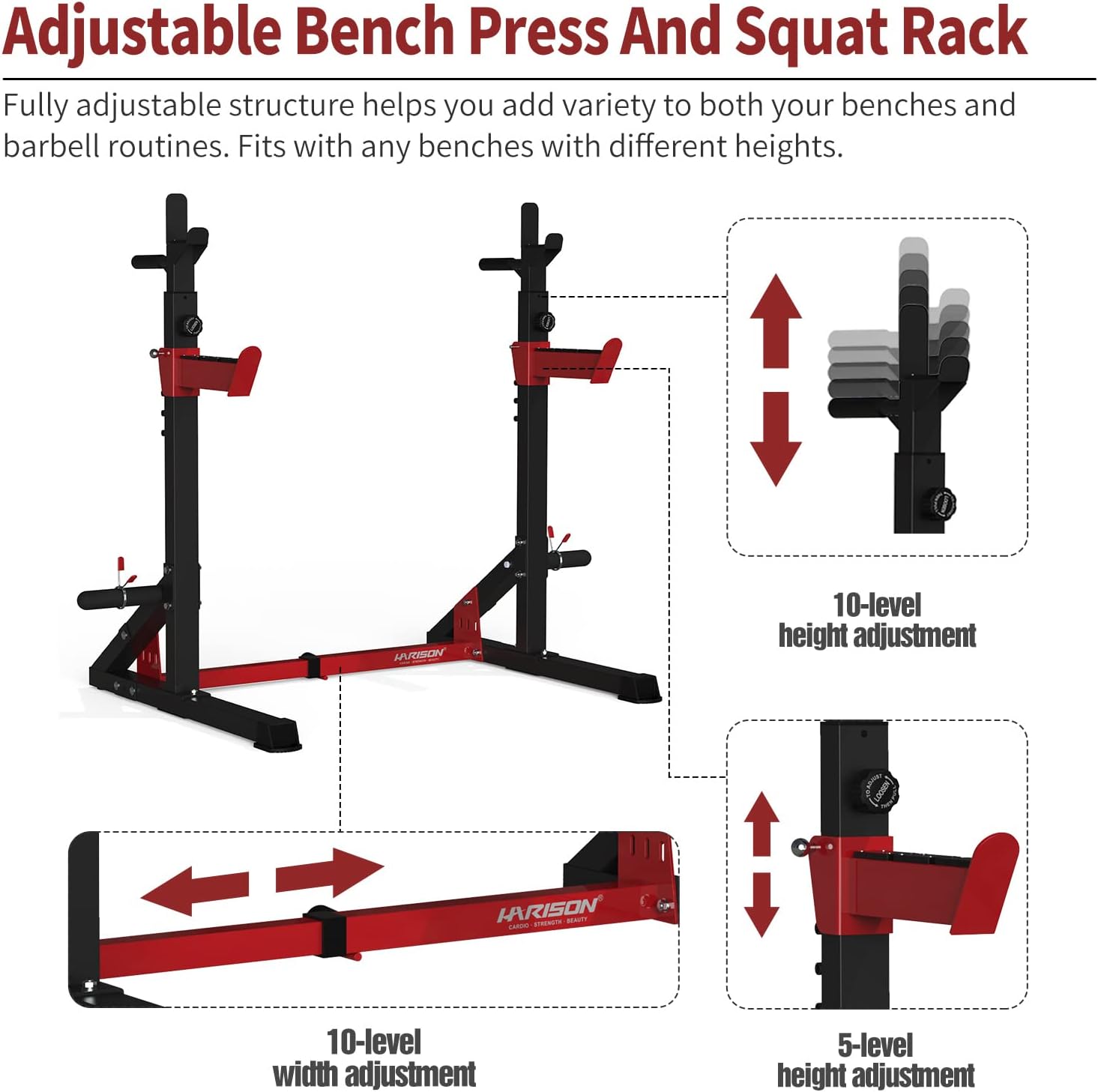 HARISON Squat Rack Adjustable Power Rack with Dip Bar Station for Home Gym J41991