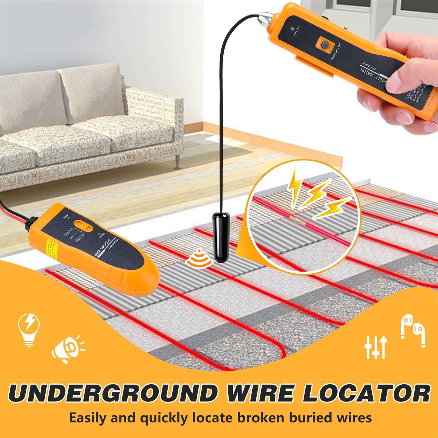 Underground Wire Cable Locator for Dog Fence Broken Wire Detector F8852