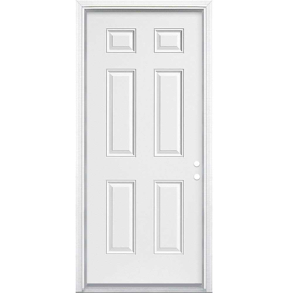 Therma-Tru Benchmark Doors 36-in x 80-in Steel Left-Hand Inswing Ready To Paint Prehung Single Front Door with Brickmould Insulating Core 10087794 - Shop Hardware Tools Online Store