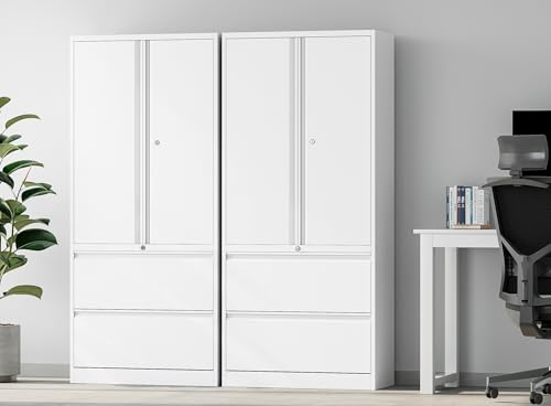 SISESOL Metal Storage Cabinet with 2 Adjustable Shelves, 36" H E162