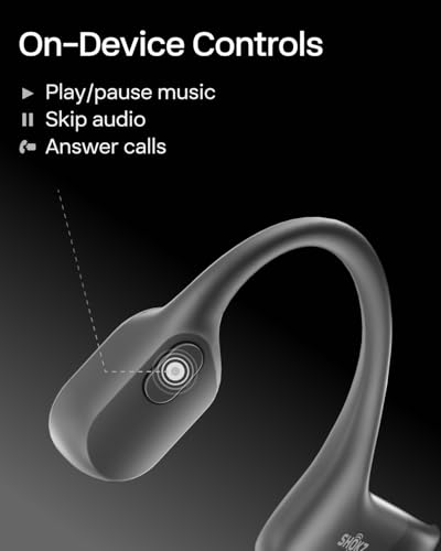 SHOKZ OpenRun Open-Ear Bone Conduction Sport Headphones, Sweat Resistant, Black B872