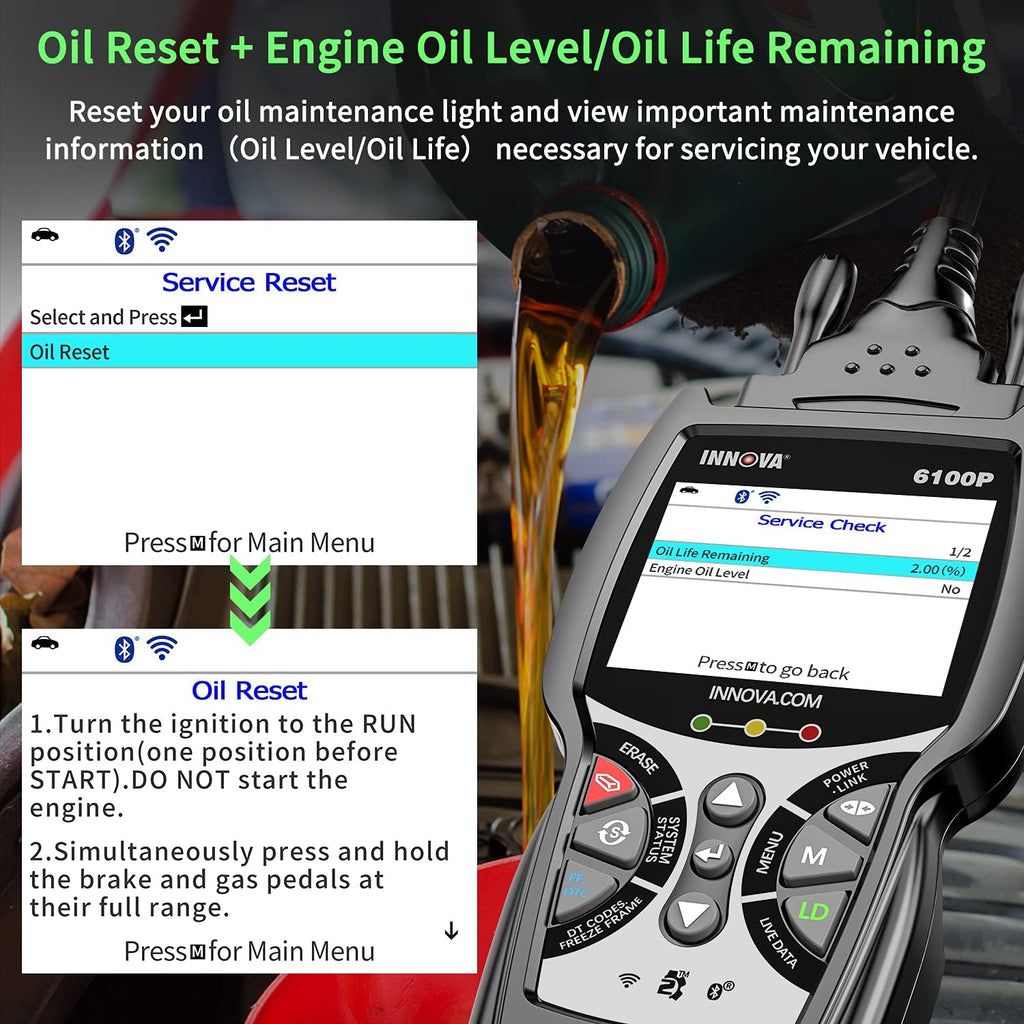INNOVA 6100P OBD2 Scanner ABS SRS Transmission Car Diagnostic Tool with Oil Reset A451041