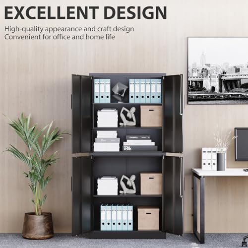 SISESOL Metal Storage Cabinet with 2 Adjustable Shelves, 36" H E162