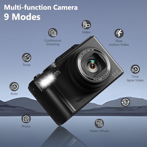 4K 64MP Digital Camera with 3" Flip Screen for Vlogging and Photography F251