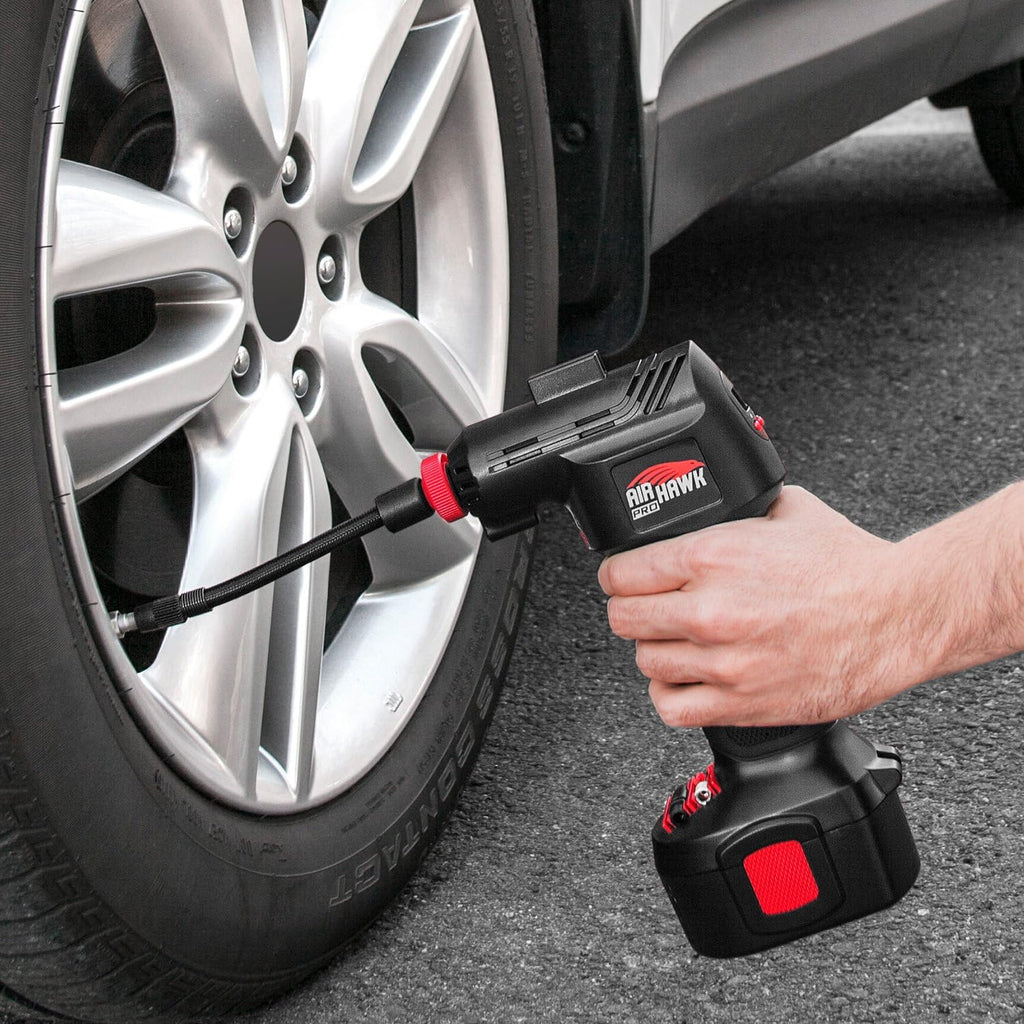 Ontel Air Hawk Pro Cordless Tire Inflator Portable Air Compressor with Digital Gauge, Black L3066