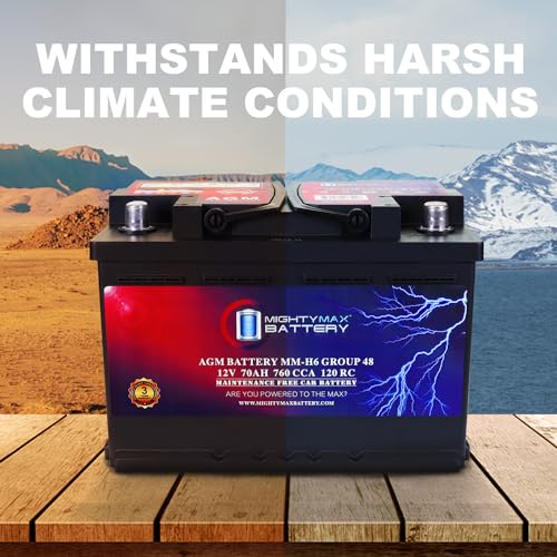 Mighty Max Battery MM-H5 Start and Stop Car Battery, Group Size 47, 12V 60 AH, AGM E711958
