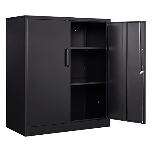 SISESOL Metal Storage Cabinet with 2 Adjustable Shelves, 36" H E162
