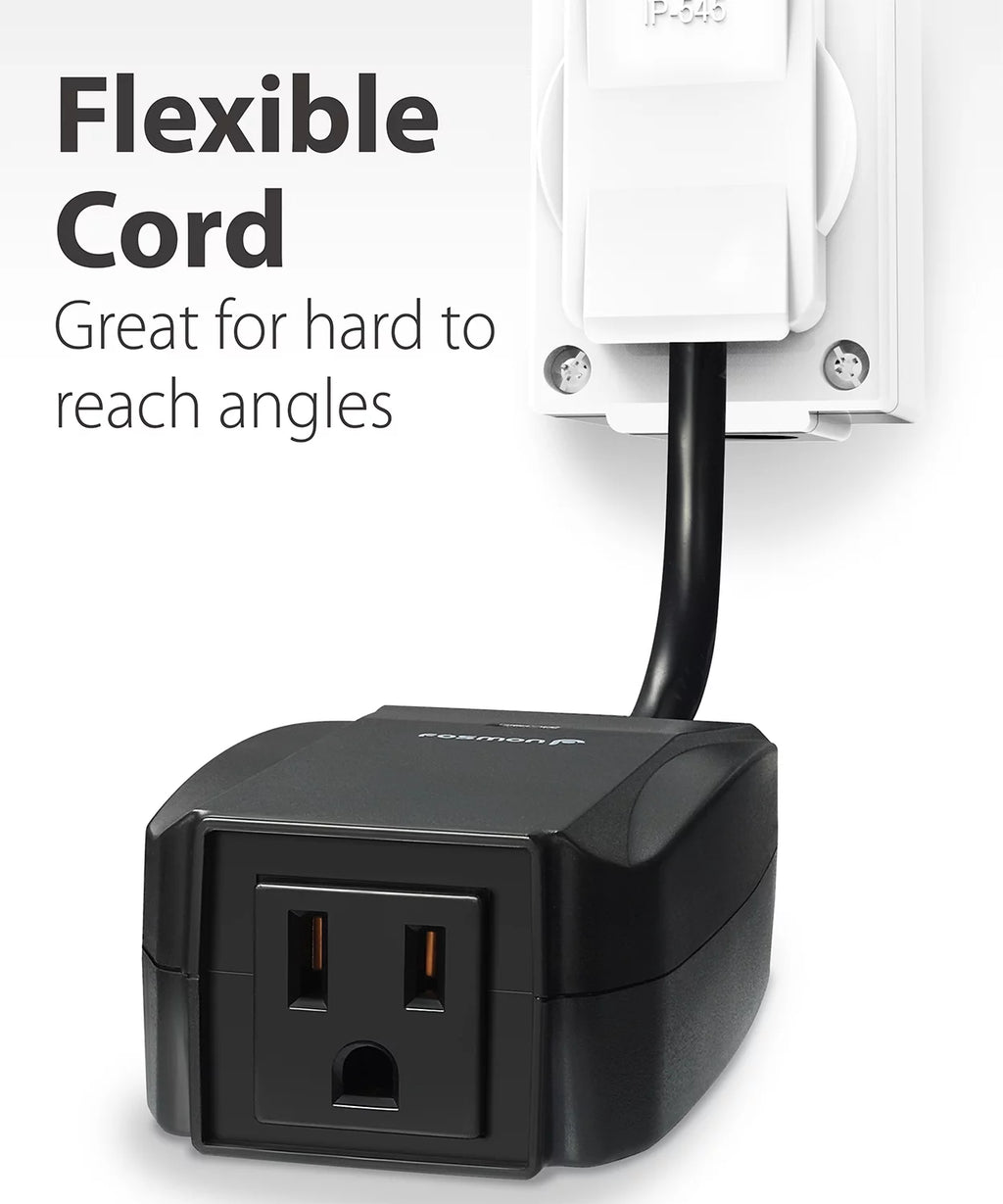 Fosmon Wireless Remote Control Outdoor Outlet Switch, Weatherproof, 3-Prong, Black (2 Pack) E191976