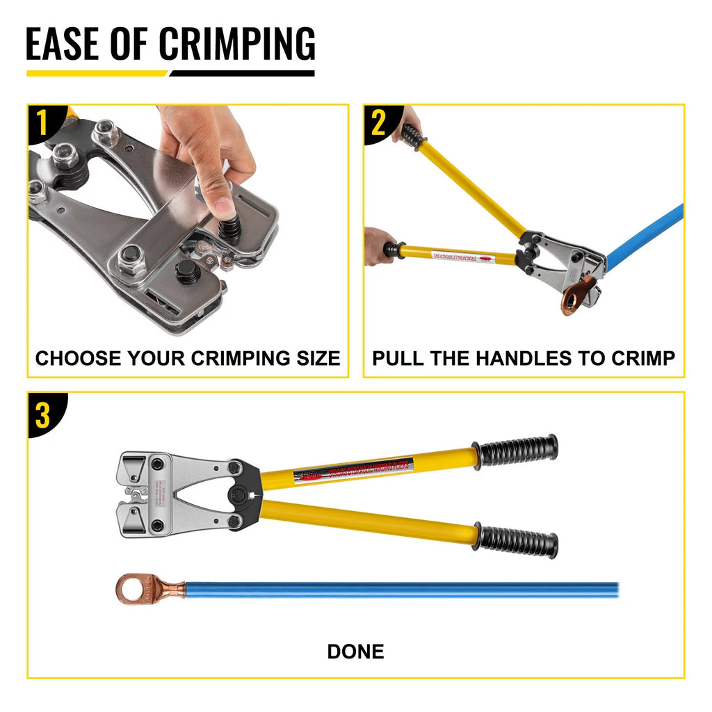 VEVOR Battery Cable Crimping Tool 10-120 mm2, Hexagon Lug Crimper C620