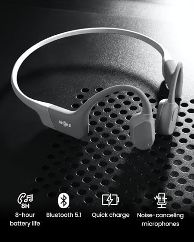 SHOKZ OpenRun Open-Ear Bone Conduction Sport Headphones, Sweat Resistant, Black B872