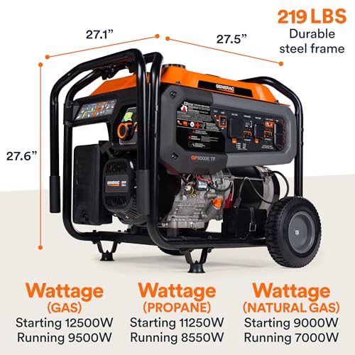 Generac 8000-Watt Gas-Powered Portable Generator with Electric Start, Orange/Black H399