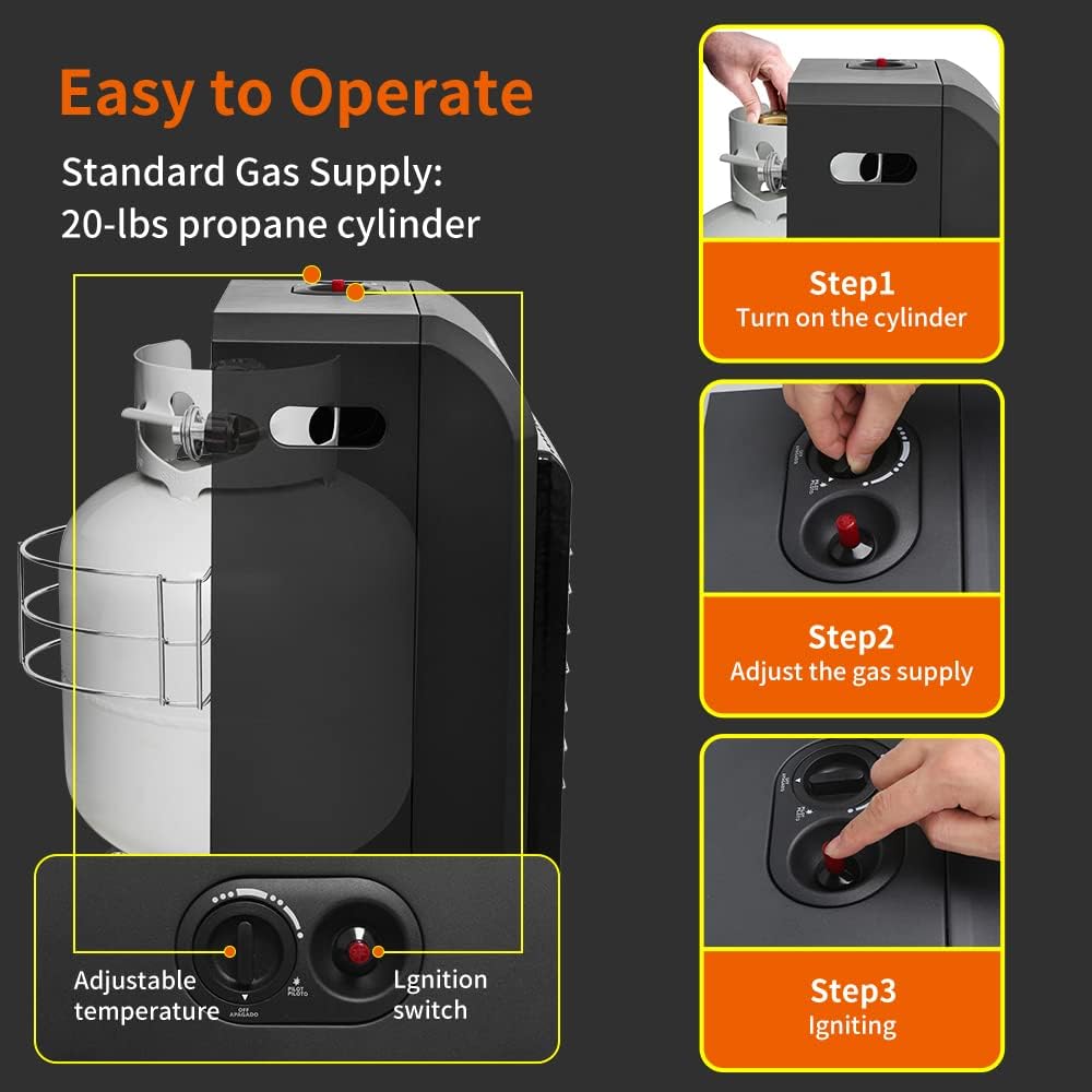 thermomate 18,000 BTU Portable Propane Heater with 3 Power Settings V294