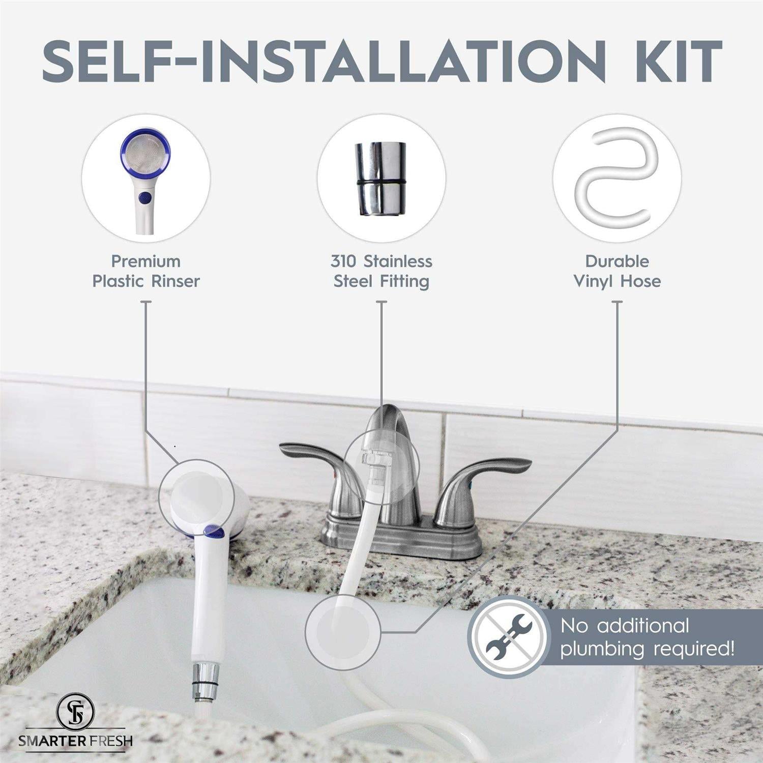 SmarterFresh Sink Hose Sprayer Attachment Hair Washing Handshower Faucet Rinser Q6749