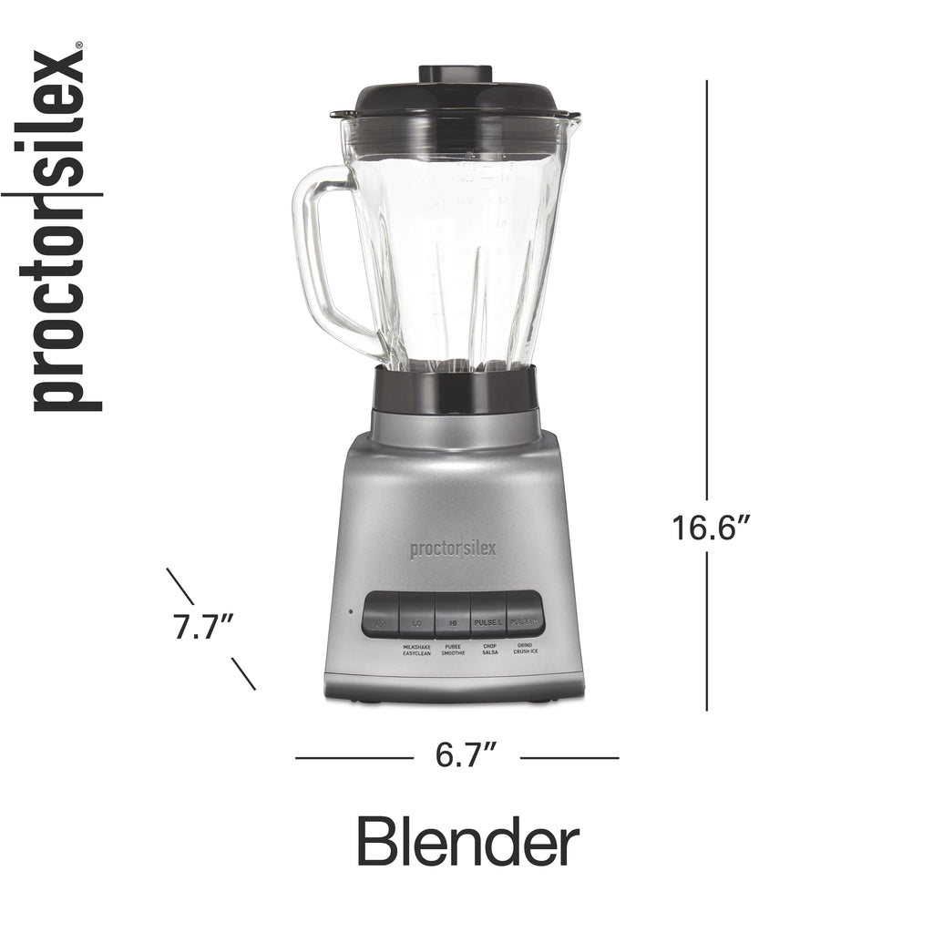 Proctor Silex 950W Blender with 52 oz BPA-Free Glass Jar, Black and Silver J87925
