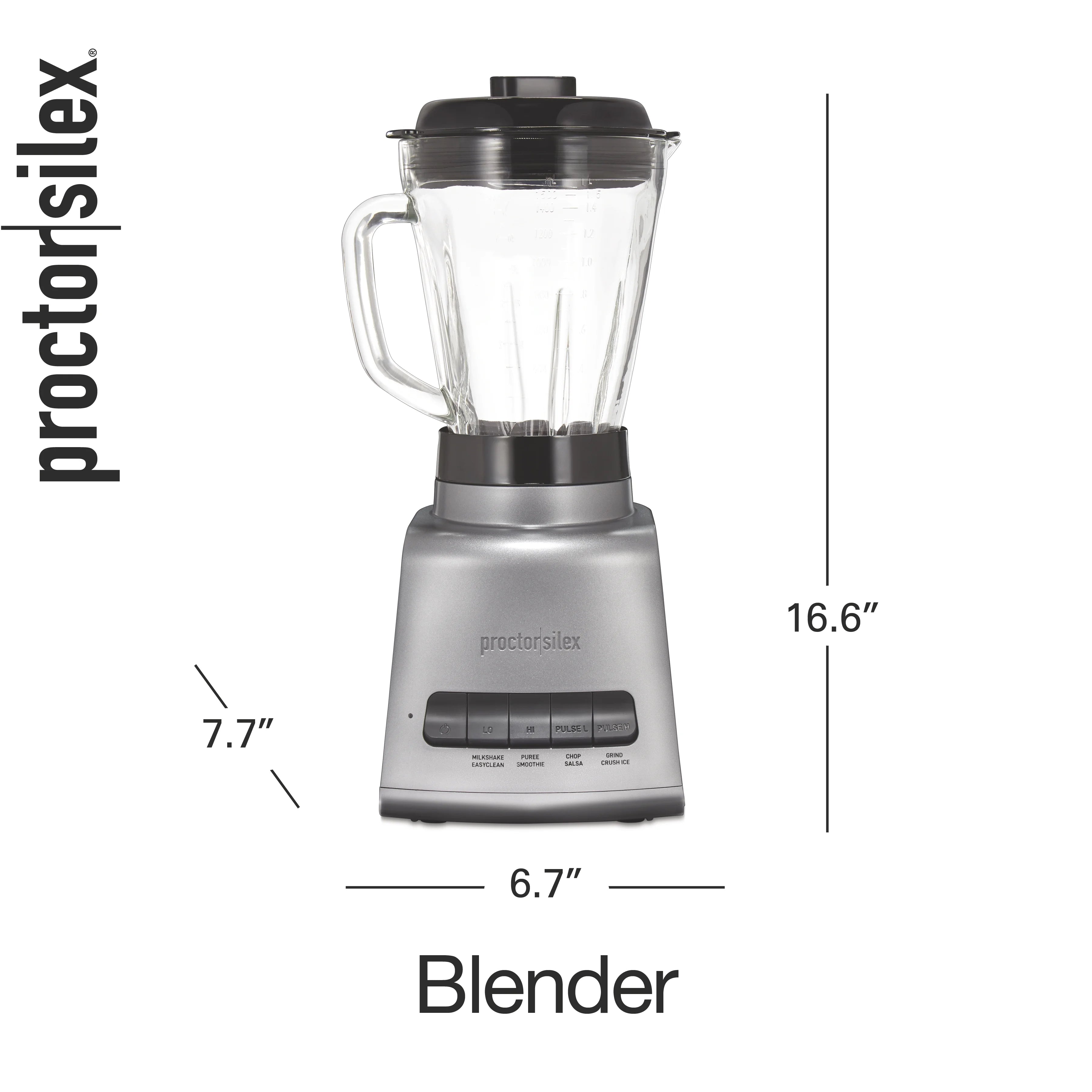 Proctor Silex 950W Blender with 52 oz BPA-Free Glass Jar, Black and Silver J87925