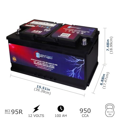 Mighty Max Battery MM-H5 Start and Stop Car Battery, Group Size 47, 12V 60 AH, AGM E711958