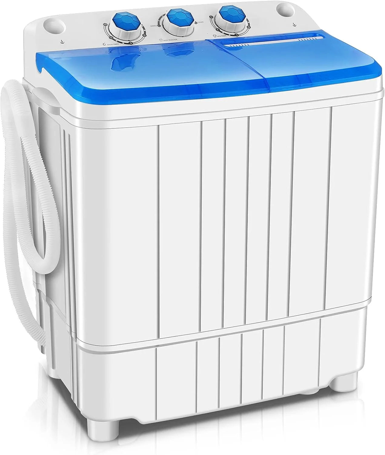 Qhomic Mini Washing Machine, 11lbs Washer & 6.6lbs Spin Dryer Combo Washing Machine, Compact Washer Machine with Drain Pump&Time for dorm, RV's, Home